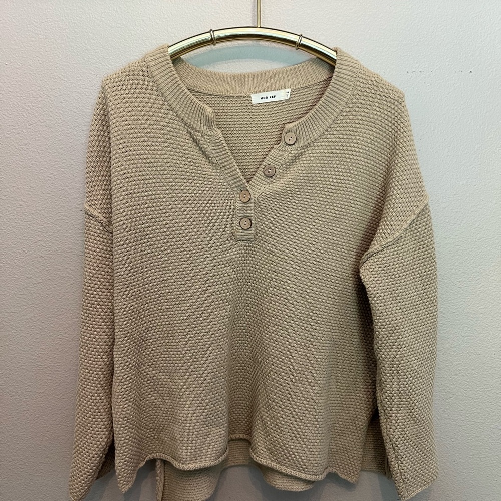 Vici Waffle Knit Beige Sweater